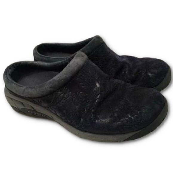 Merrell Shoes - Merrell Suede 7.5 Paisley Qform Comfort Grip Mules